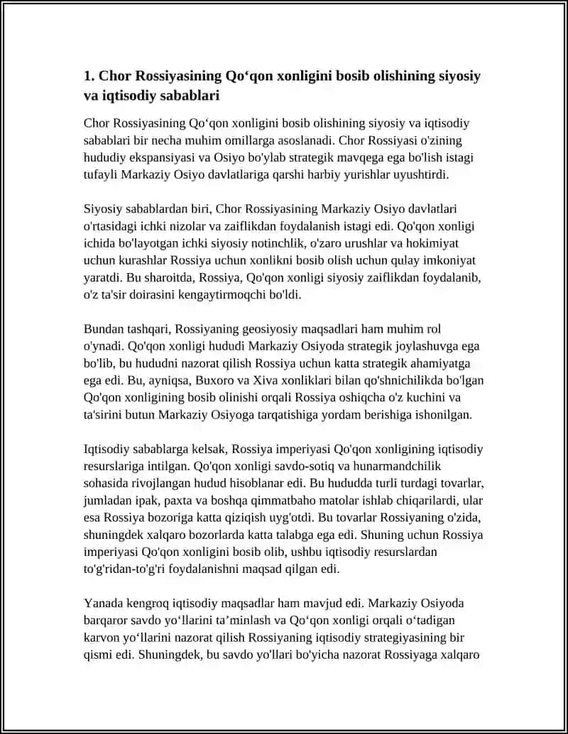 CHOR ROSSIYASINING QOʻQON XONLIGINI BOSIB OLISHI 3