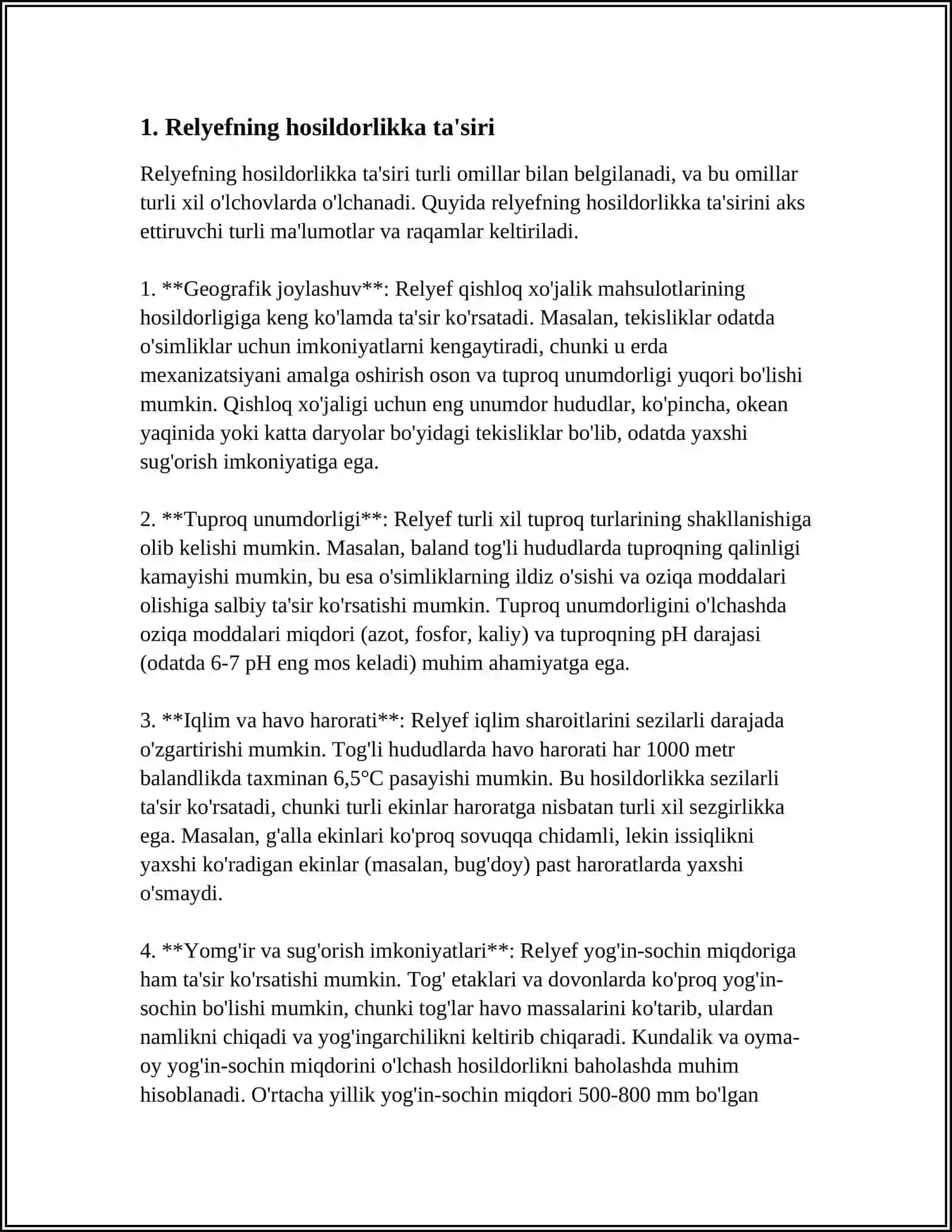 TUPROQ HOSIL BO'LISHIDA RELFEYNI AHAMIYATI 3