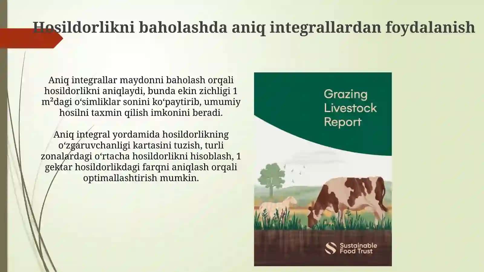 Aniq integralning qishloq xoʻjaligi va chorvachilik masalalarigatatbiqetilishi 3