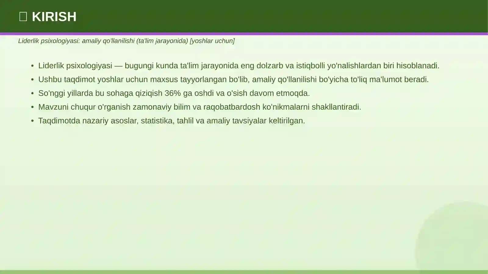 Liderlik psixologiyasi: amaliy qo'llanilishi (ta'lim jarayonida) [yoshlar uchun] 3