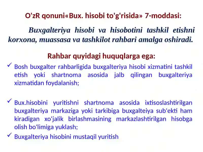 Buxgalteriya hisobini tashkil etish va hisob siyosati 3