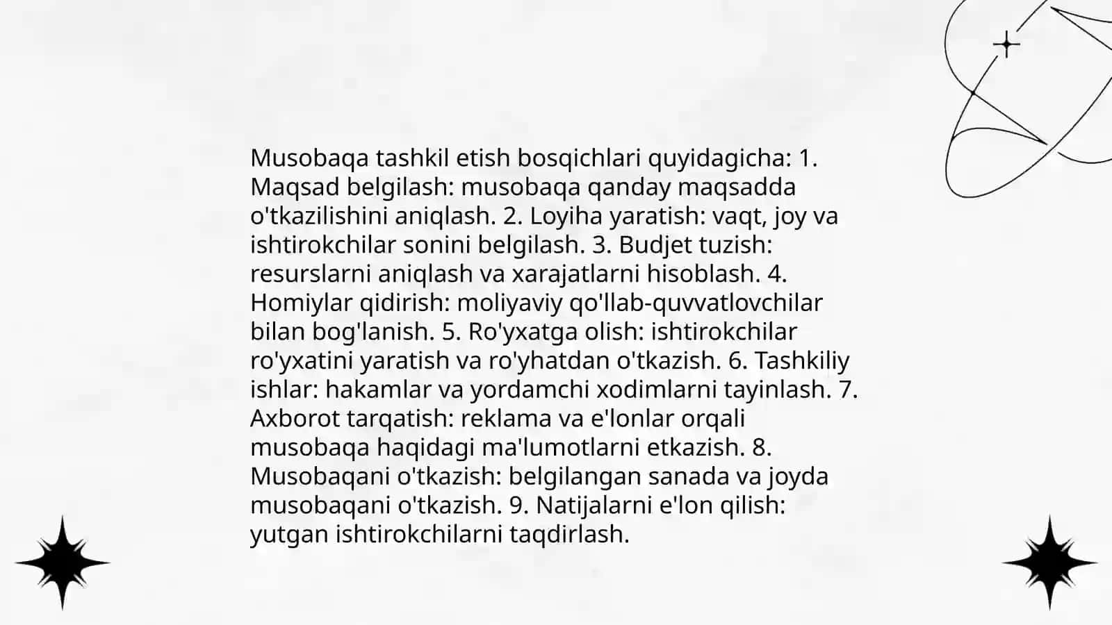 Musoboqa tashkil etish va musoboqa qoidalari 3