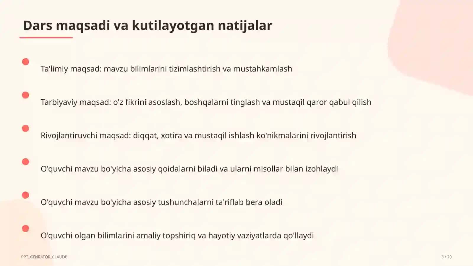 Dolzarb mavzular — maktab va o'qituvchilar (2026) — o'quvchilar uchun 3