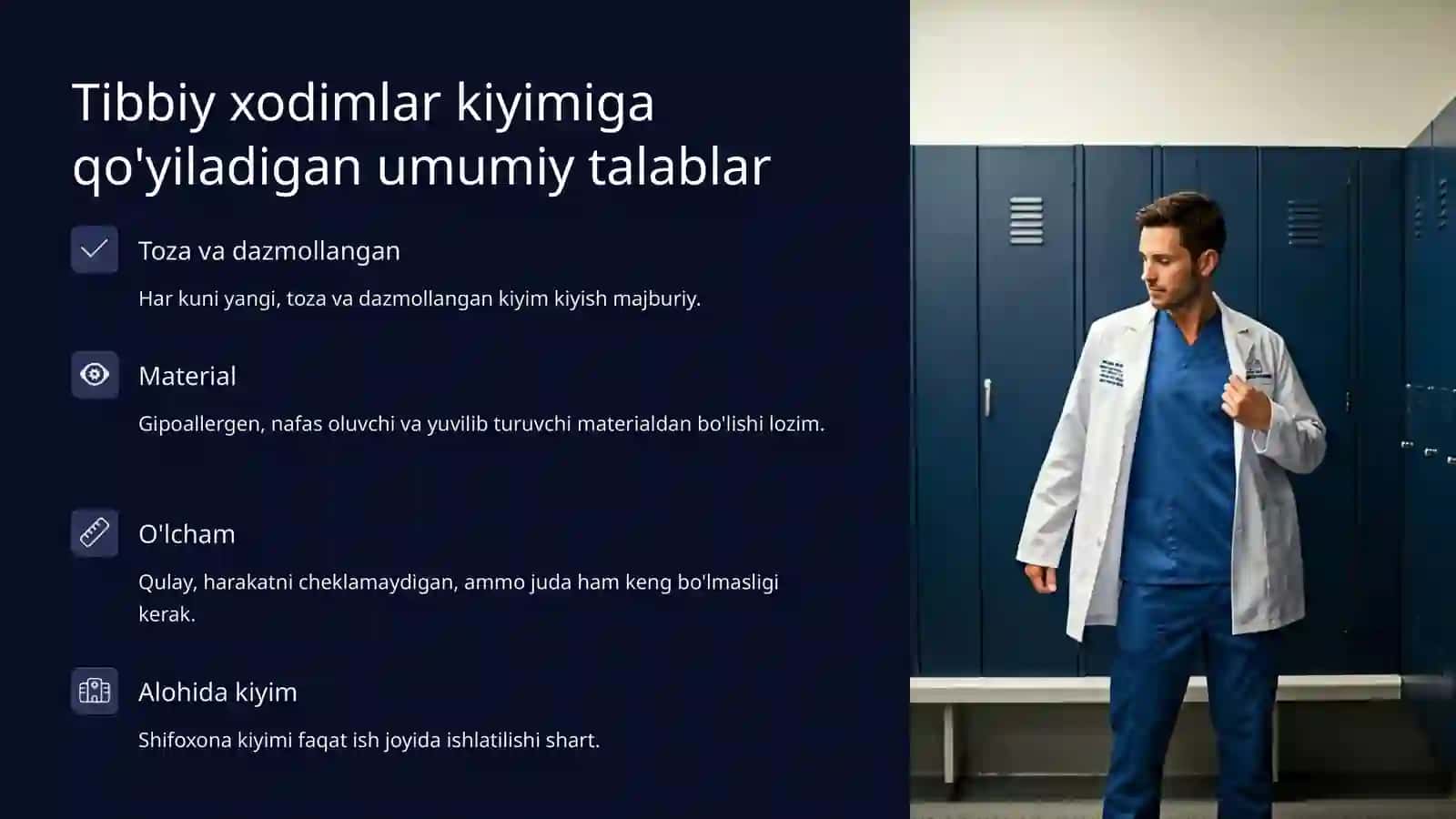 Tibbiyot hodimlari kiyinishiga qo'yiladigan gigiyenik talablar 3