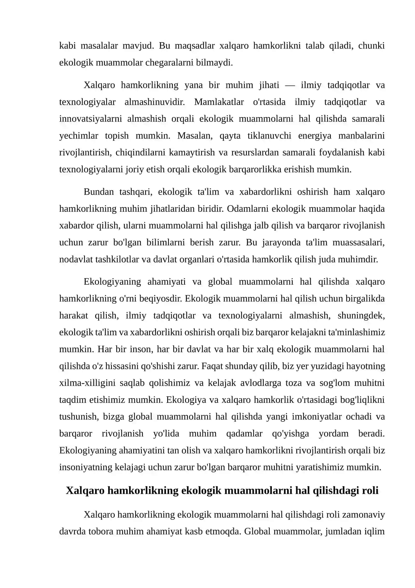 Ekoliya va xalqaro xamkorlik 3