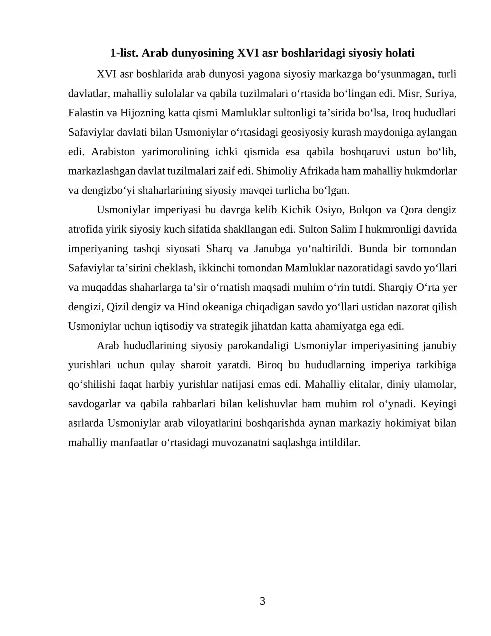 ARAB DAVLATLARI USMONIYLAR IMPERIYASI HUKMRONLIGI OSTIDA 3