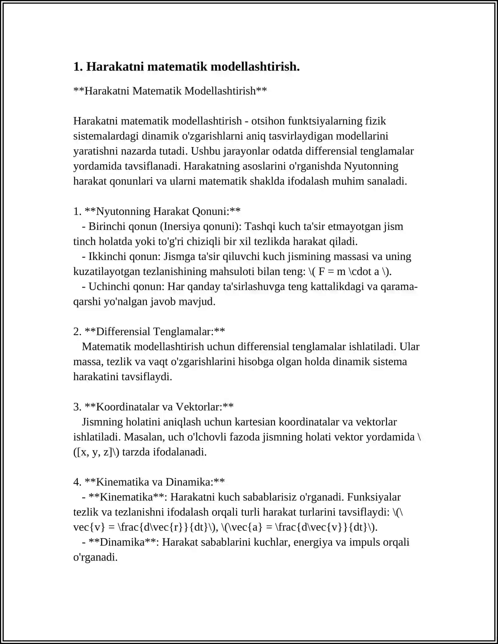ANIMATSION FILMLARDA HARAKAT VA OBYEKTLAR DEFORMATSIYASIDA INTEGRAL HISOB TATBIQLARI 3