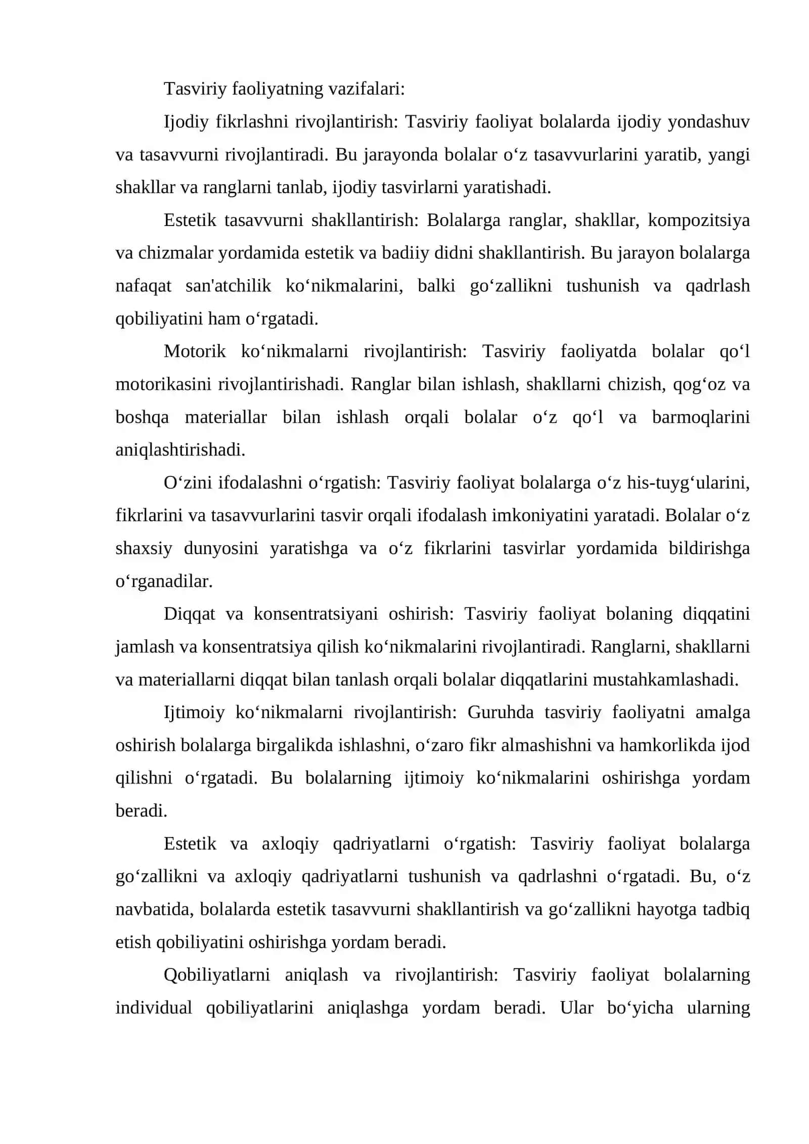 Tasviriy faoliyat MTTda bolalar bilan olib boriladigan taʼlim tarbiyaviy ishning bir qismi sifatida 3