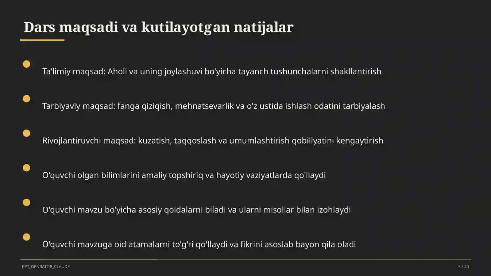 Aholi va uning joylashuvi (6-sinf) 3