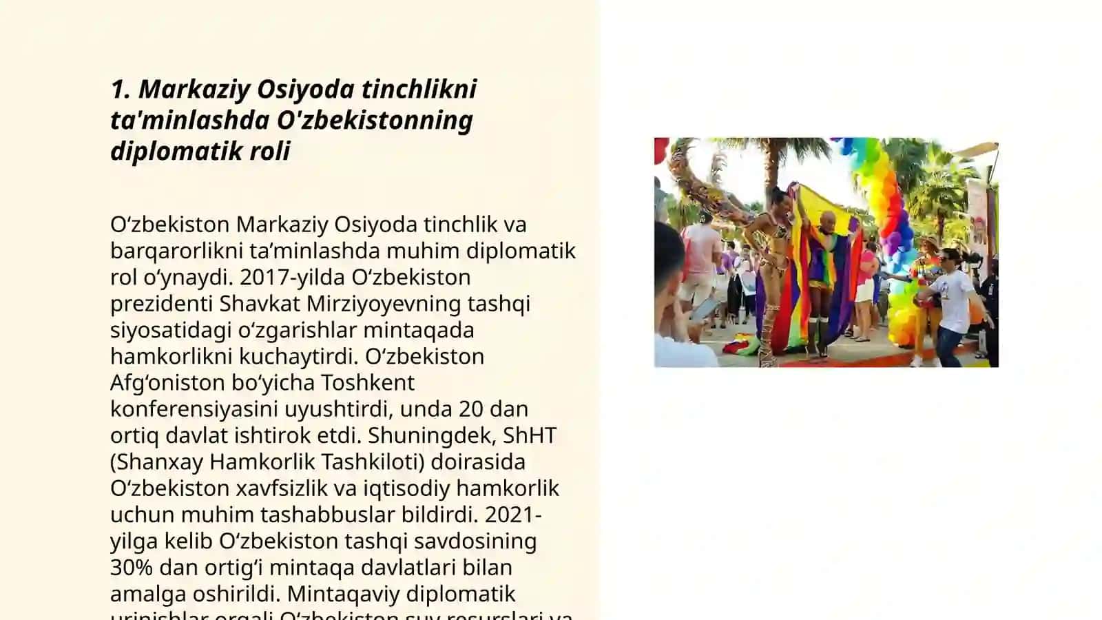 Markaziy Osiyoda tinchlikni ta'minlashdagi o'rni 3