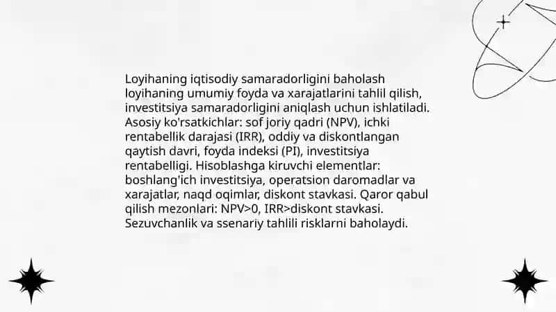 Loyihalarni baholash 3