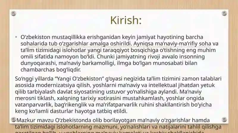 Ma’naviy-ma’rifiy so’zning ustuvory o’nalishlari 3