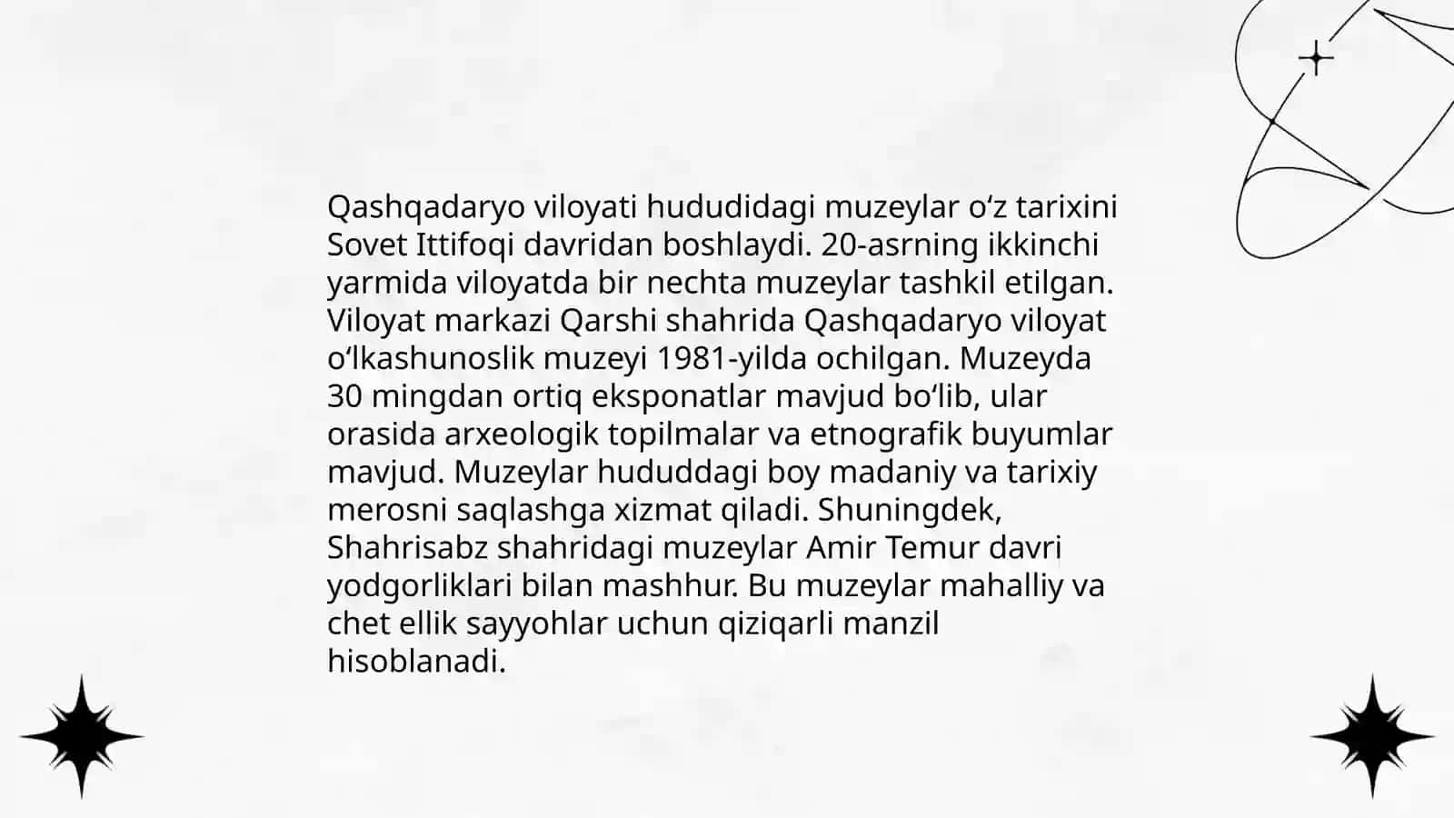 Qashqadaryo va Surxandaryo viloyatlaridagi Muzeylar 3