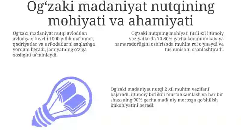 Ogʻzaki madaniyat nutqining mohiyati va ahamiyati 3