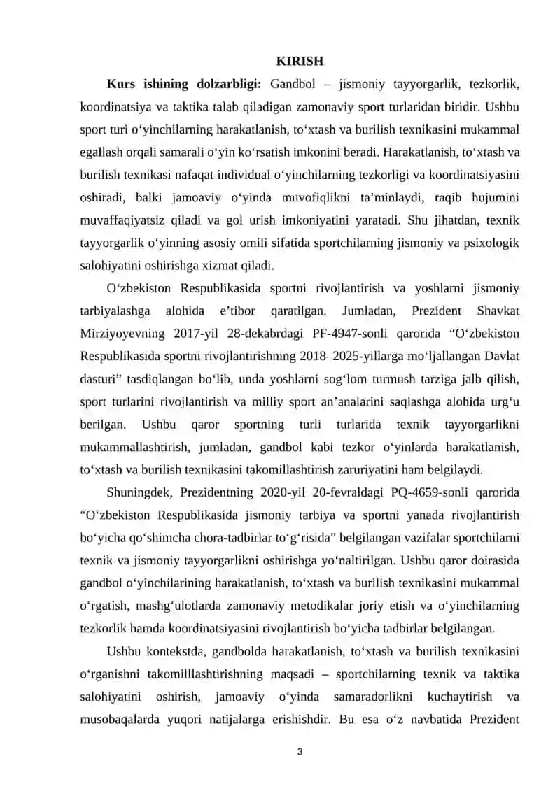 Gandbol o‘yinida harakatlanish to‘xtash burilish texnikasini o‘rganishni takomilllashtirish 3