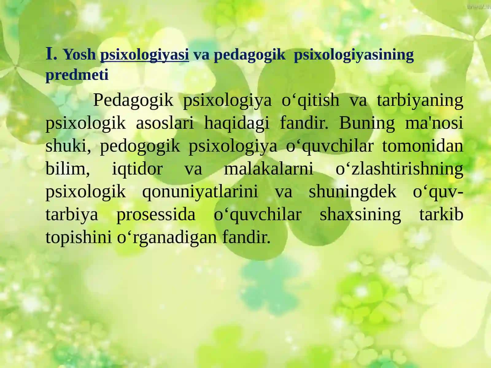 Yosh va pedagogik psixologiya fanining tadqiqot sohasi va muammolari 3