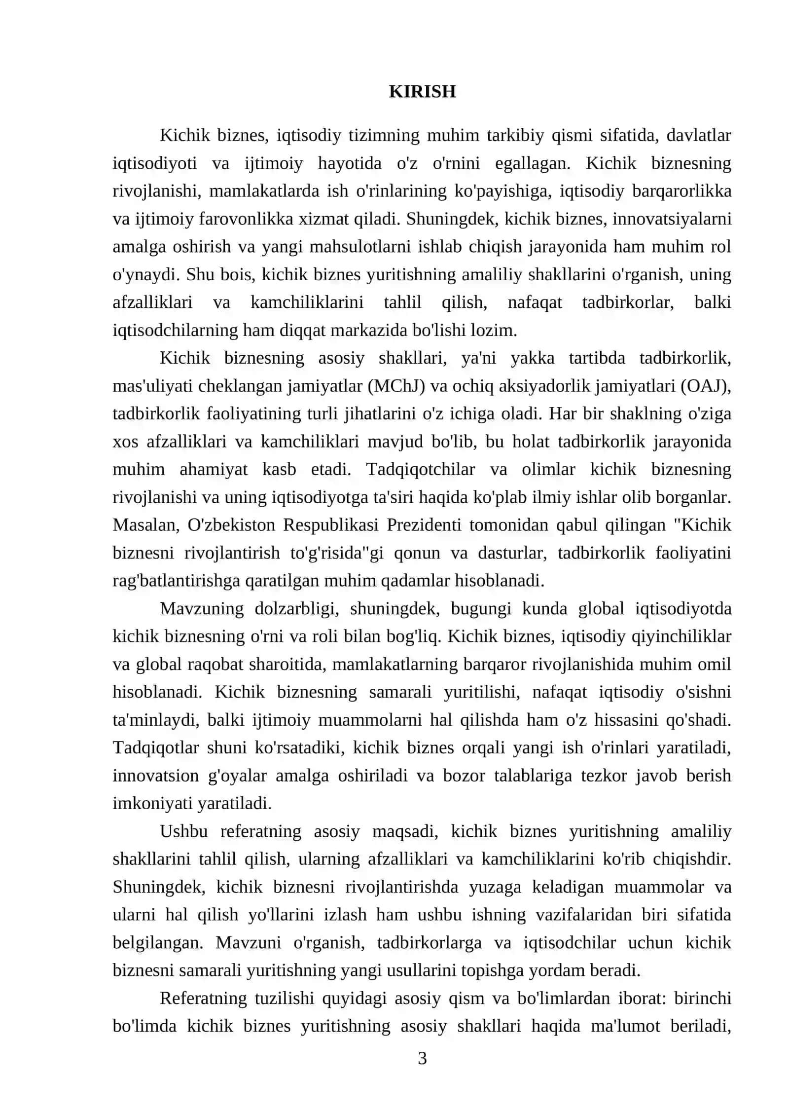 Kichik biznes yuritishning amaliliy shakllari afzalliklari va kamchiliklari 3