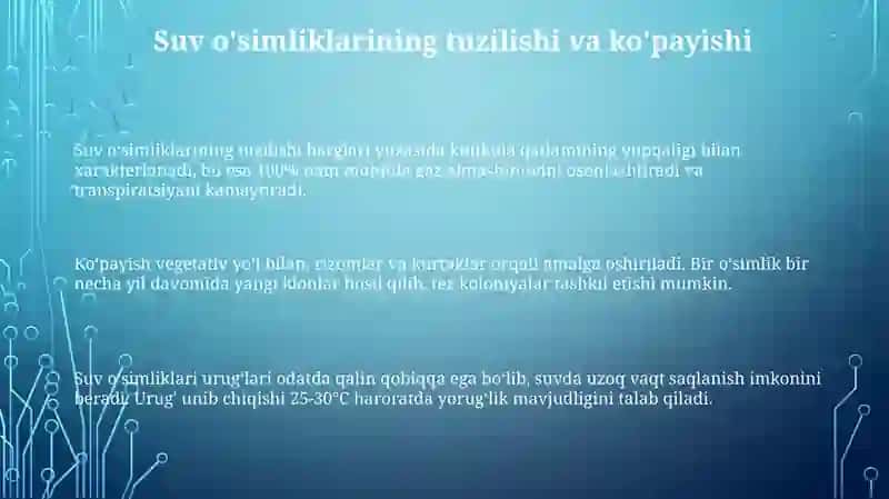Suv o'simliklarining tuzilishi va ko'payishi vaaxamiyati 3
