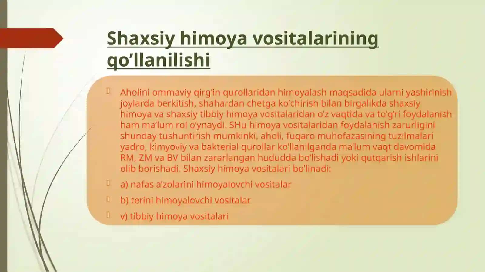 SHAXSIY HIMOYA VOSITALARI, MAXSUS HIMOYA VOSITALARI, SHAXSIY TIBBIY VOSITALARI VA ULARDAN FOYDALANISH 3