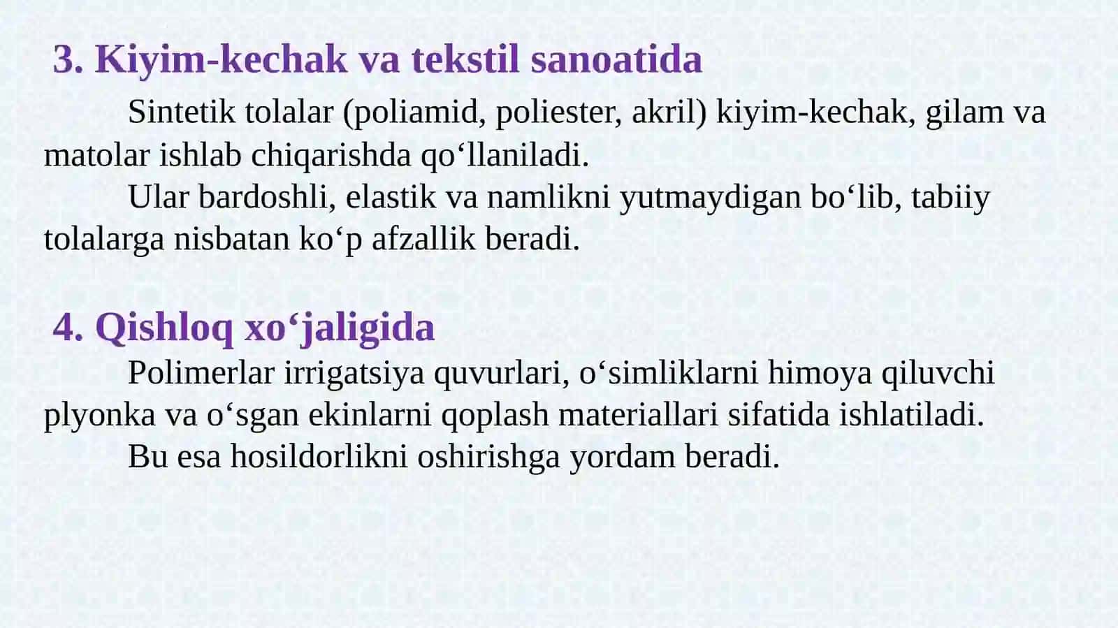 POLIMERLAR VA   KOMPOZITSION MATERIALLARNING AHAMIYATI 3