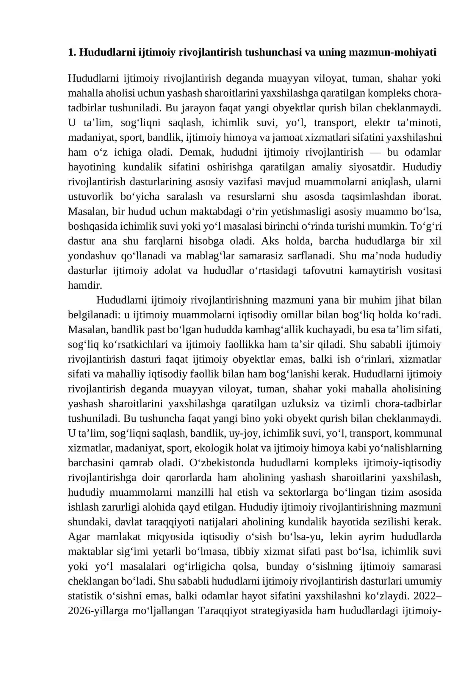 Mamlakatimizda hududlarni ijtimoiy rivojlantirish dasturlarini ishlab chiqish 3