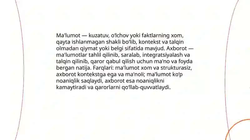 Ma'lumotlar va axborot 3