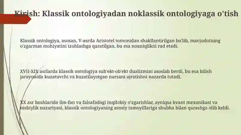 Noklassik ontologiyaning yo'nalishlari va mohiyati 3