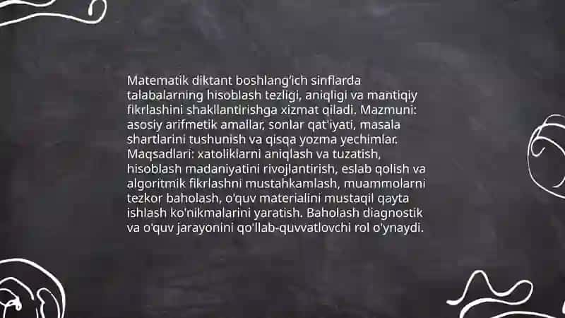 Matematika darslarida matematik diktantni tashkil etish va turlari. Boshlangʻinch ta'lim matematika darslarida foydalaniladigan boshqotirmaga oid darsliklarning tahlili 3