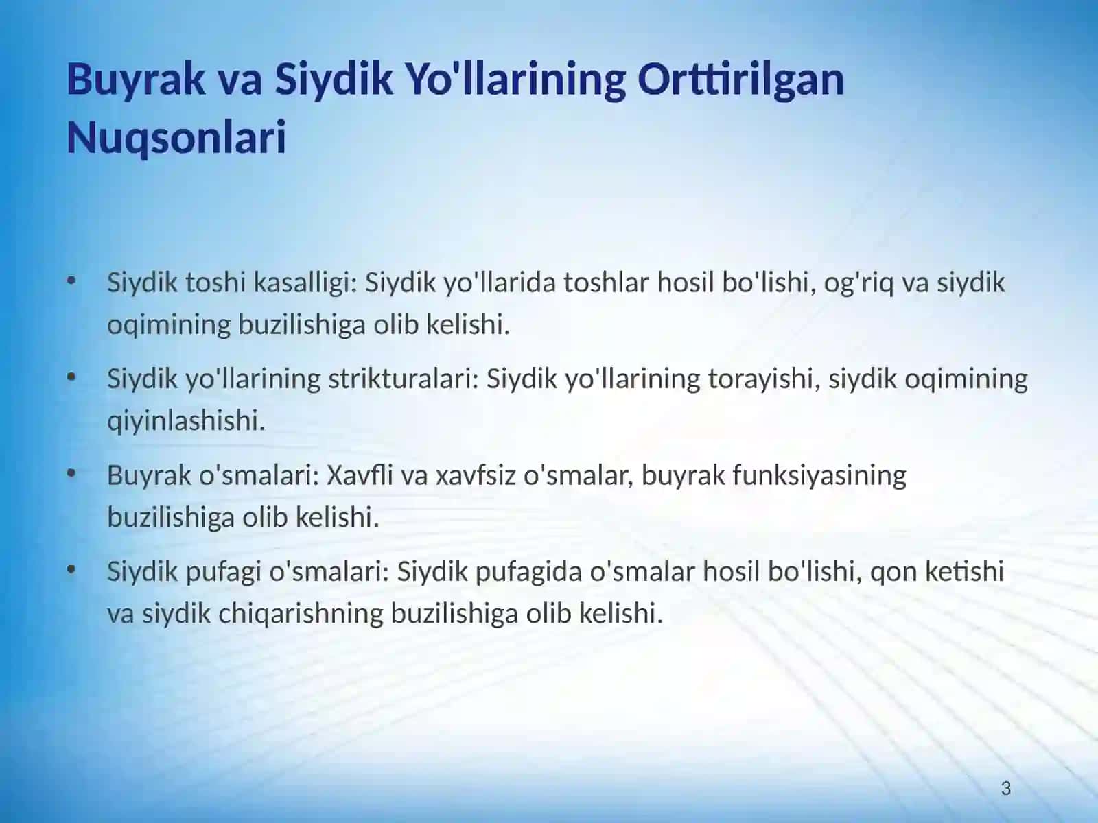 Buyrak va Siydik Yo'llari Kasalliklarini Operativ Davolash 3