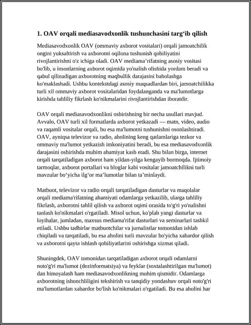 MEDIASAVODXONLIKNI OSHIRISHDA OAV NING ROLI 3