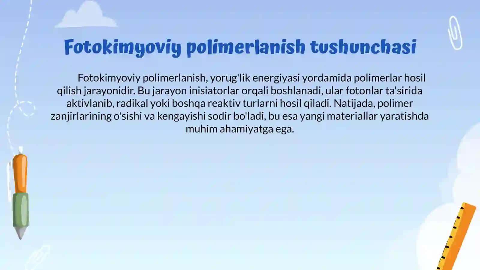 Fotokimyoviy Polimerlanish va Uning Turlari 3