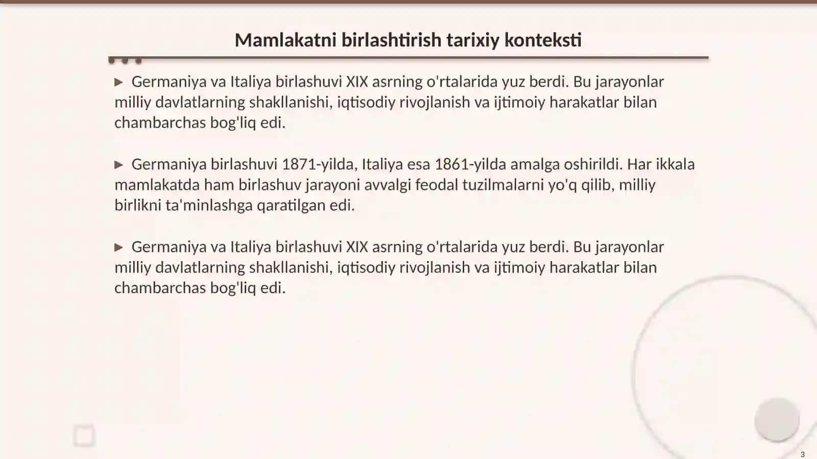 Mamlakatni birlashtirish uchun kurash 3