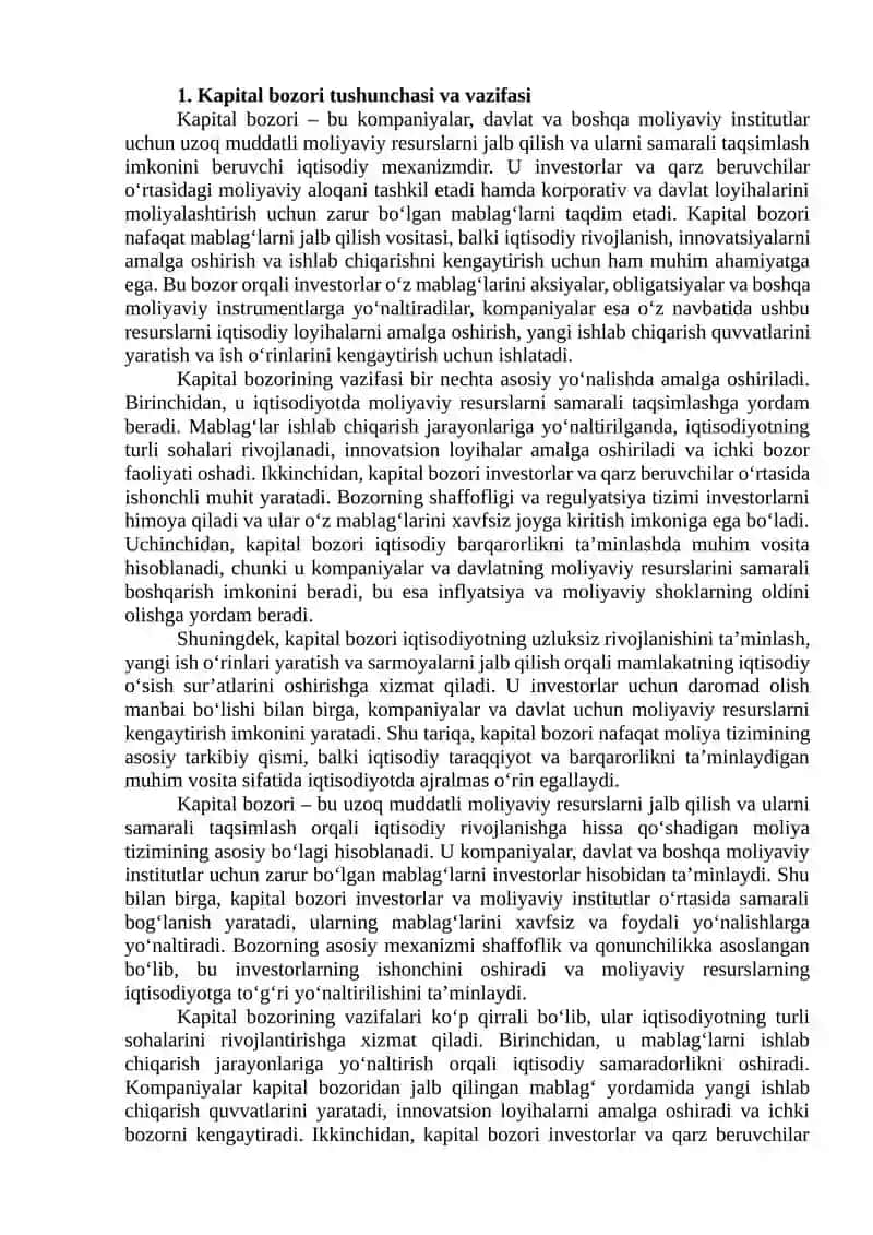 Kapital bozori va uning tashkil etilishi 3