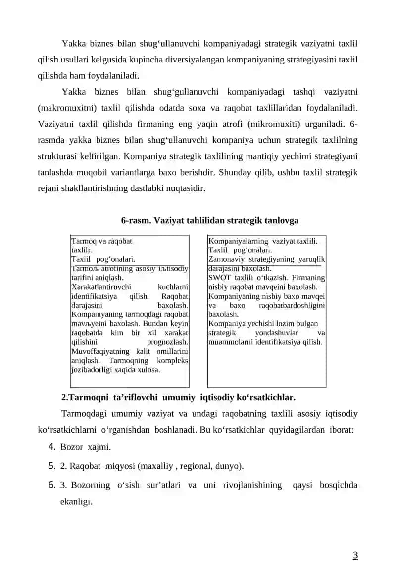 Tarmoqni tavsiflovchi umumiy iqtisodiy koʻrsatkichlarning taxlili 3