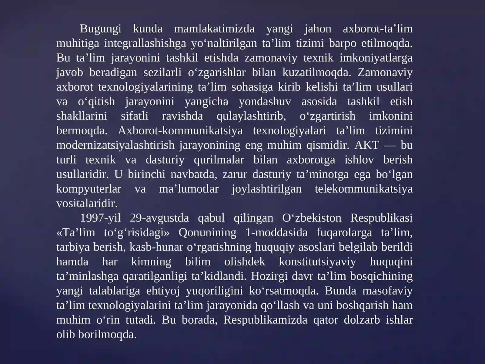 Та’limda zamonaviy axborot texnologiyalari yangi imkoniyatlar 3