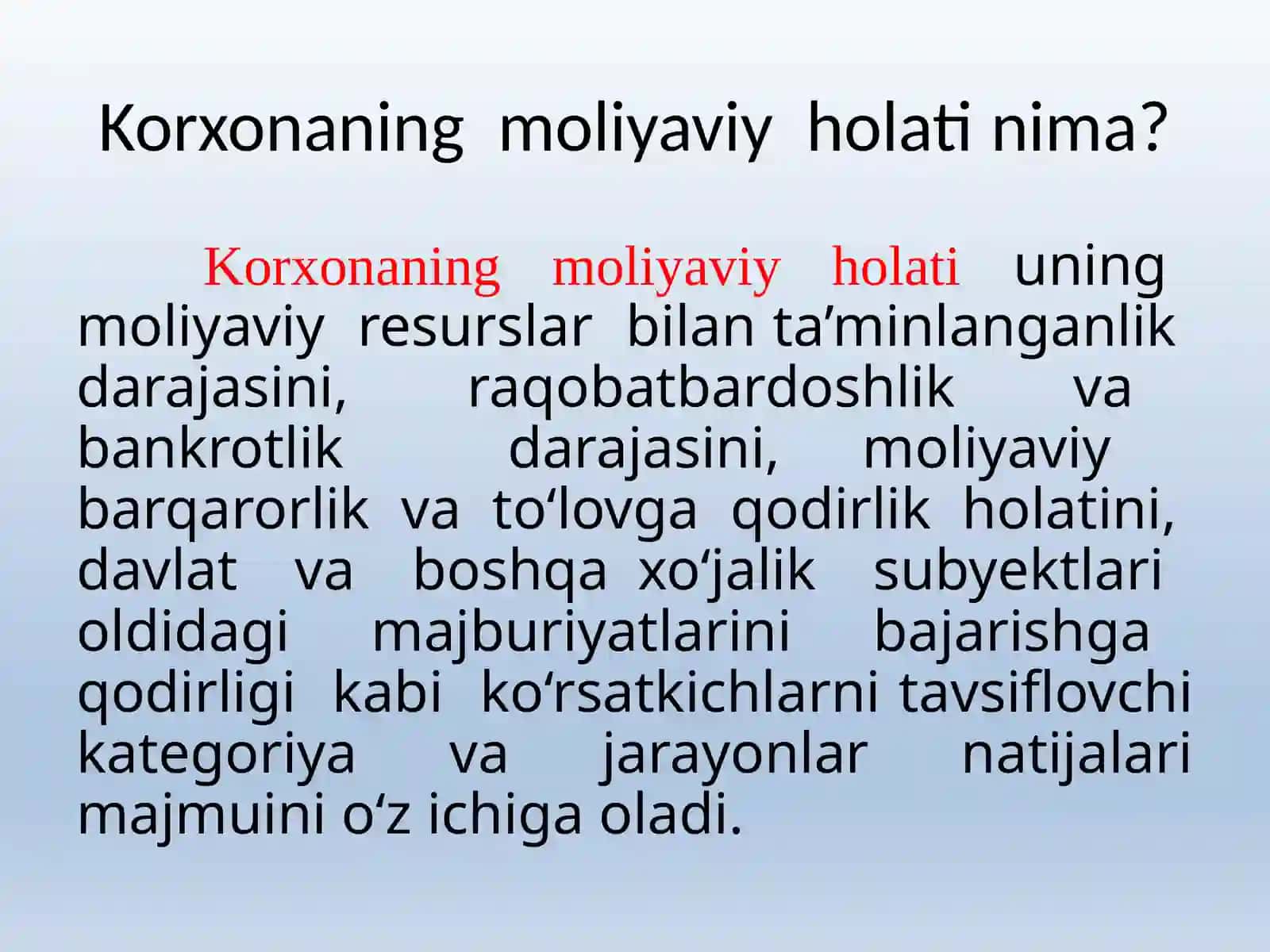 Buxgalteriya balansi ko‘rsatkichlari va moliyaviy holat tahlili 3