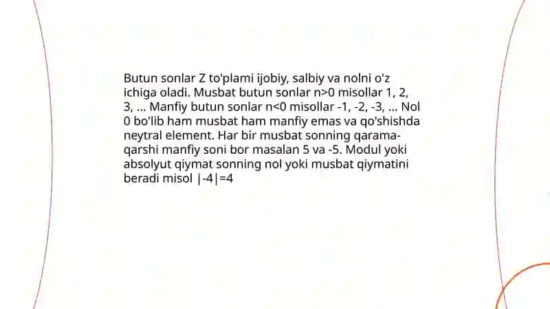 Butun sonlar ustida amallar bajarish. 3