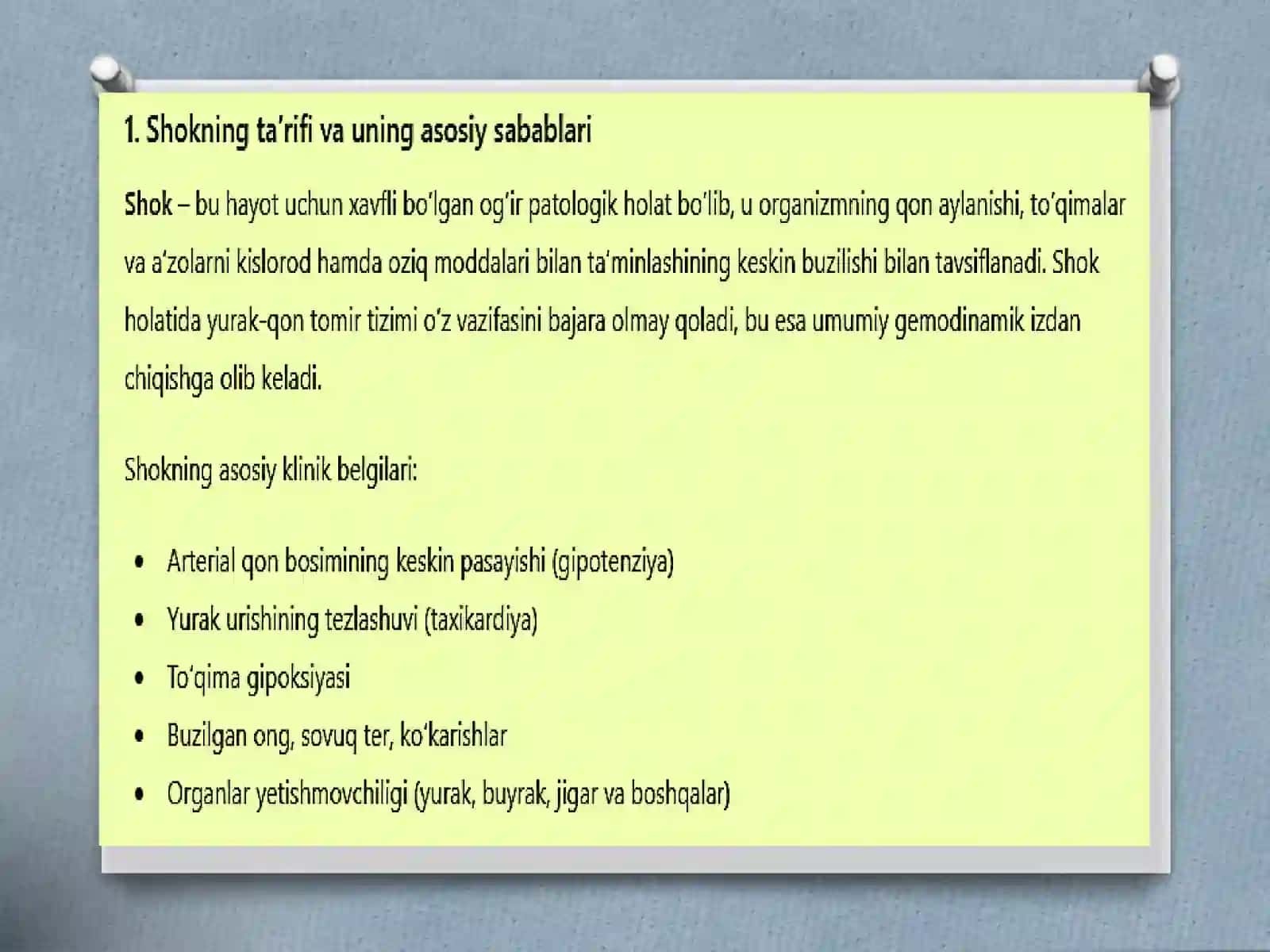 Shokning har xil turlarida ichki organlarning gaxos morfologik o'zgarishlari 3