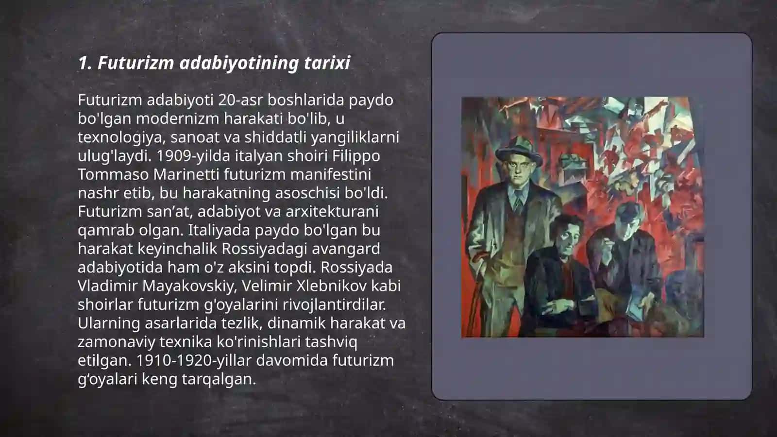 Futurizm adabiyoti va shakliy izlanishlar masalasi 3