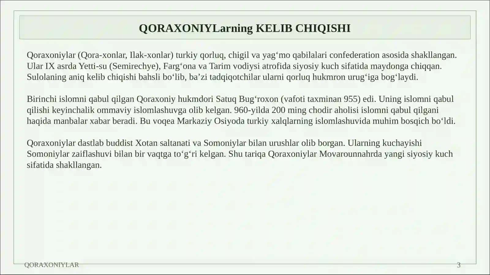 Qoraxoniylar davlatining tashkil topishi va siyosiy rivojlanishi 3