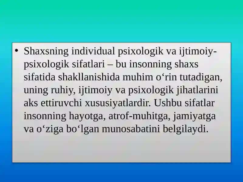 Shaxsning individual  psixologik  ijtimoiy psixologik  sifati 3