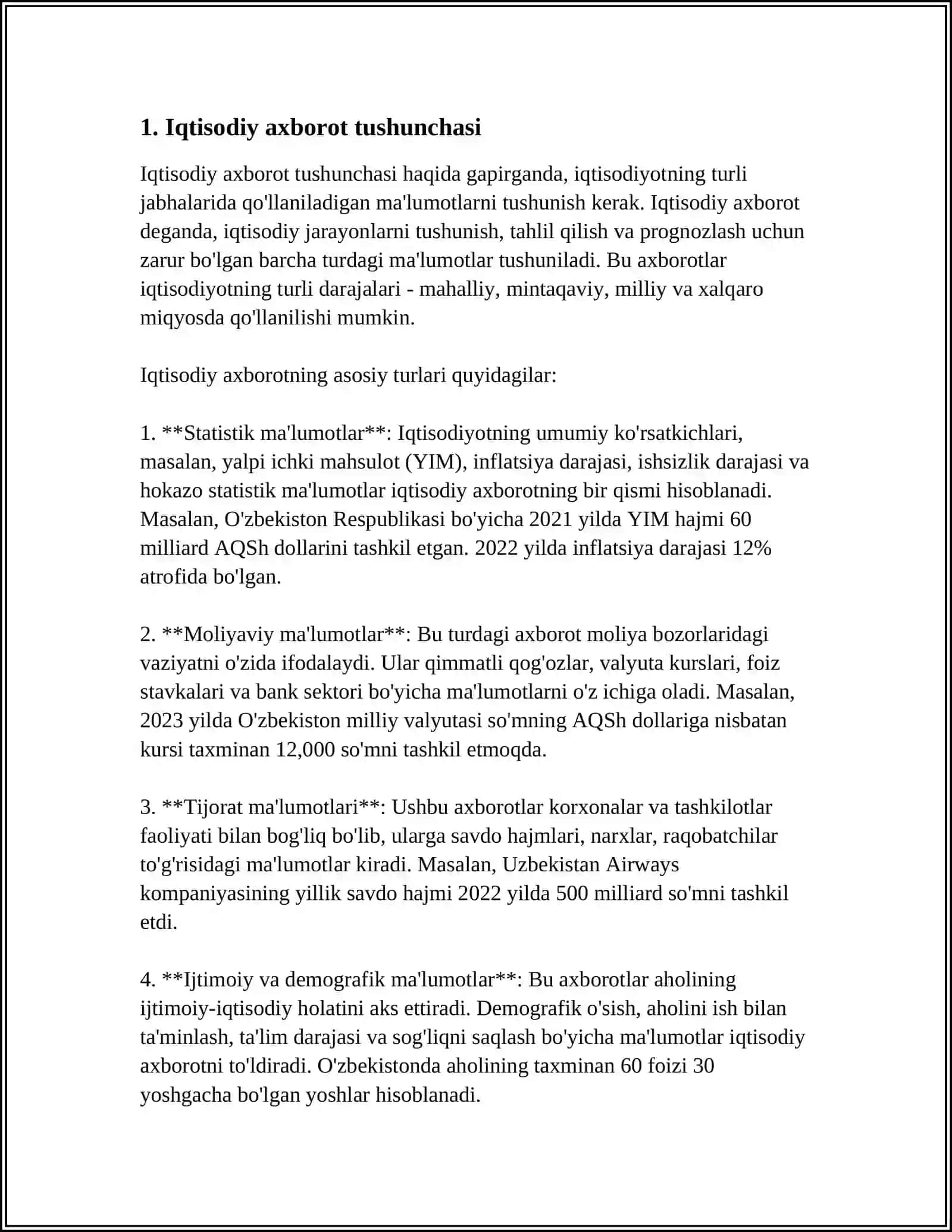 IQTISODIY AXBOROTLARNI MATN REDAKTORLARI VOSITALARIDAN FOYDALANGAN HOLDA QAYTA ISHLASH DASTURI 3
