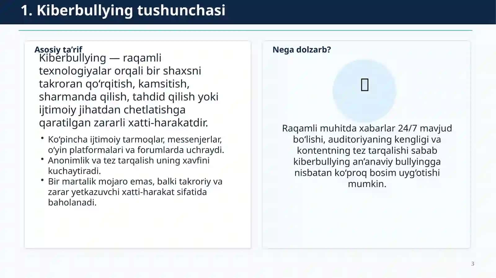 Kiberbullying tushunchasi, turlari va sabablari 3