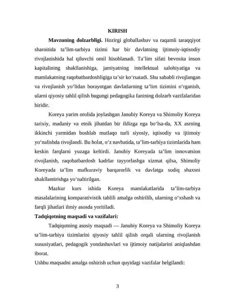 Koreya mamlakatlarida ta’lim-tarbiya masalalarining komparativistik tahlili 3