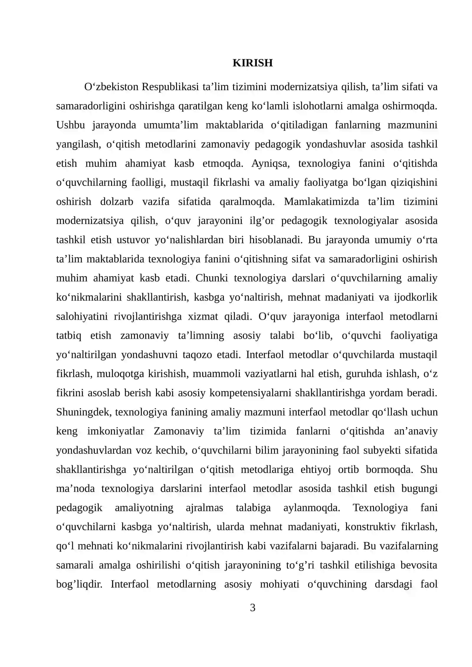 Texnalogiya darslarini interfaol metodlar asosida tashkil etish 3