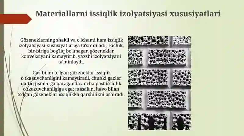 Materiallarni issiqlik izolyatsiyasi xususiyatlari 3