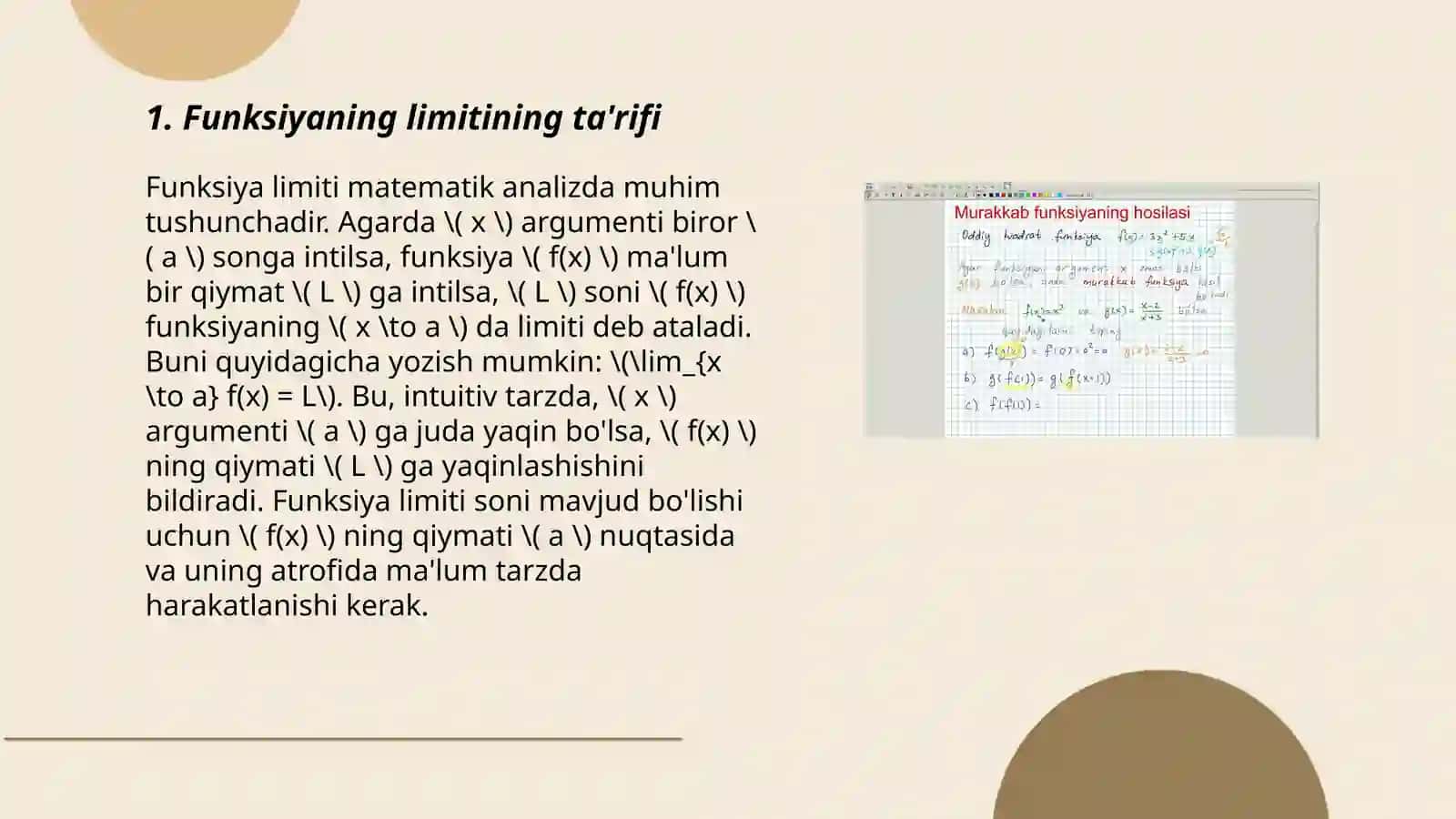 Funksiya limitlari 3