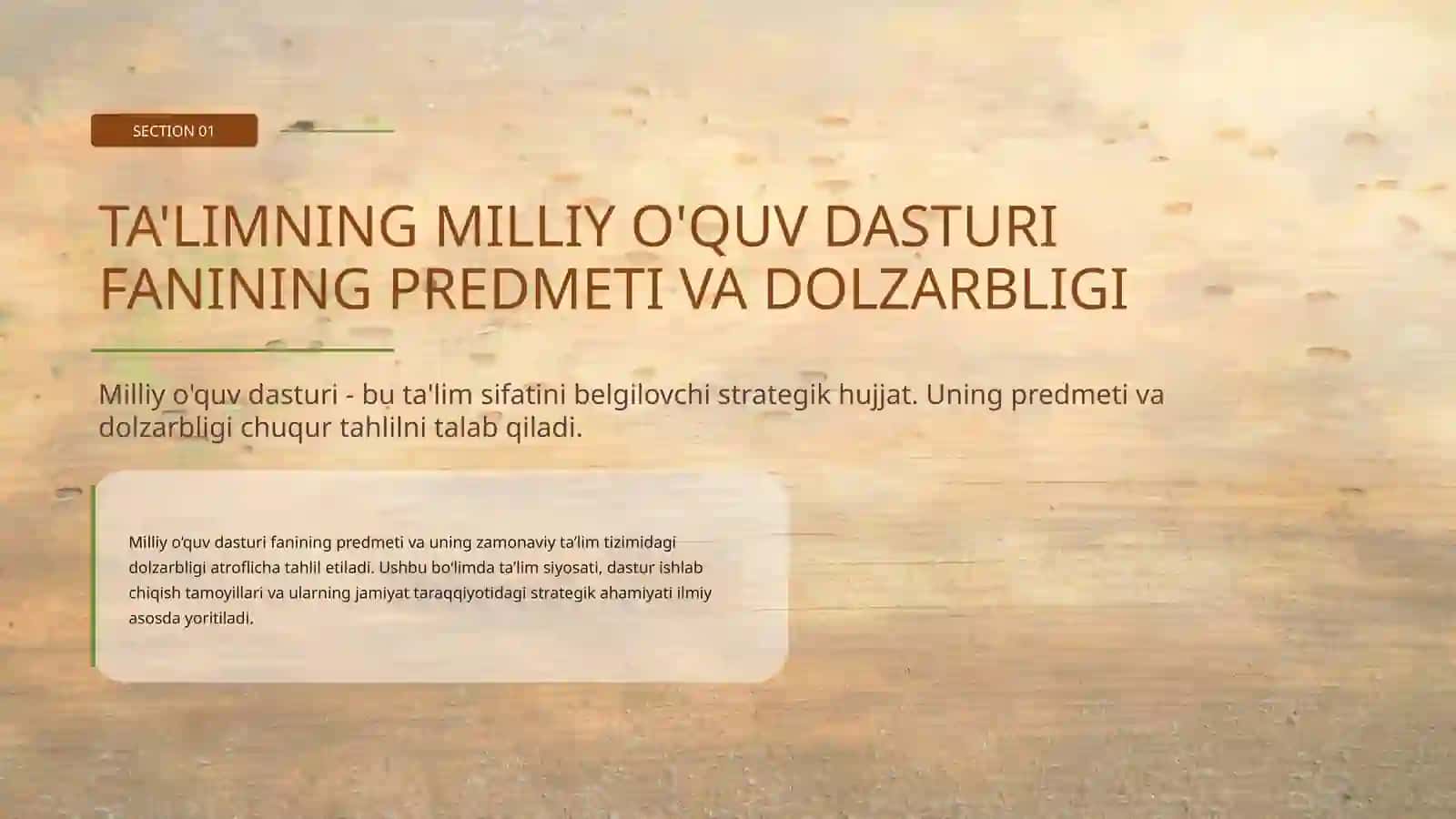 Ta’limning milliy o’quv dasturi fanining predmeti, uni o‘rganishning nazariy-metodologik asoslari, manbalari 3