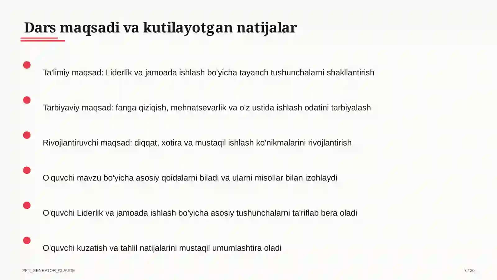 Liderlik va jamoada ishlash (11-sinf) 3