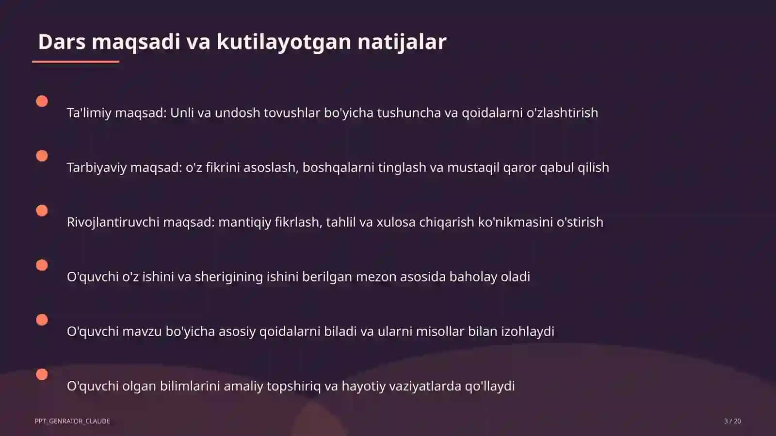 Unli va undosh tovushlar (1-sinf) 3